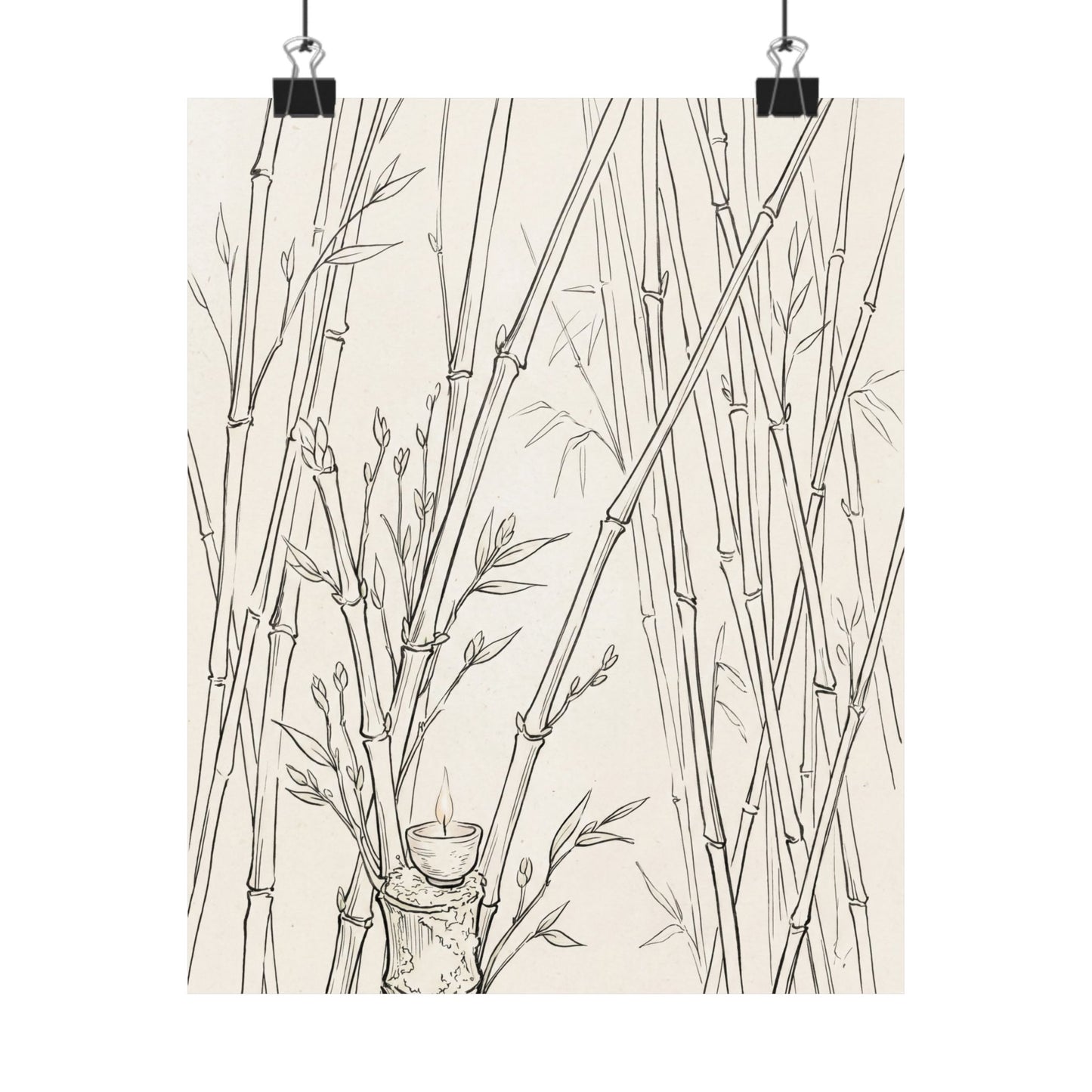 Bamboo Grove Wall Art Print | Spring Japandi Minimal Line Art