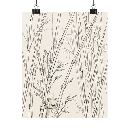 Bamboo Grove Wall Art Print | Spring Japandi Minimal Line Art