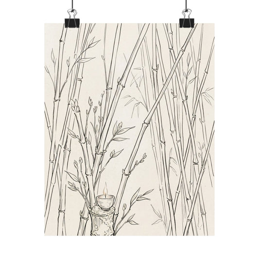 Bamboo Grove Wall Art Print | Spring Japandi Minimal Line Art