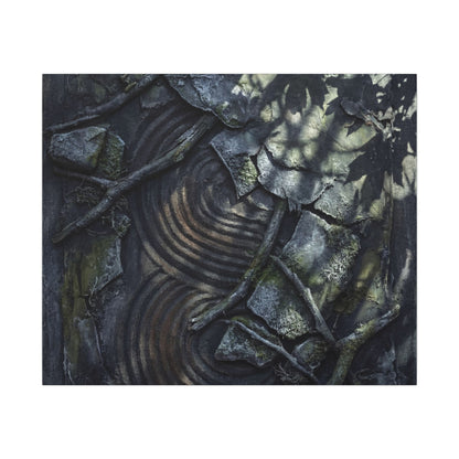 Rock Garden Canvas Art | Winter Dark Japandi Dark Texture Art