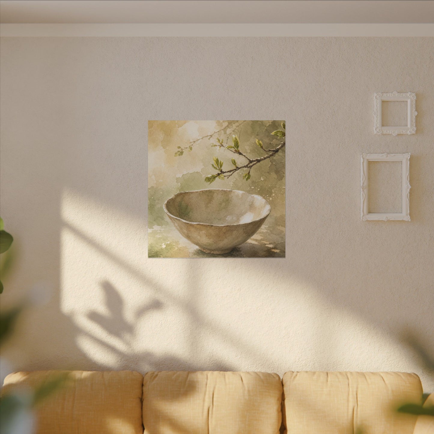 Warm Ceramic Bowl Canvas Art - Watercolor Japandi