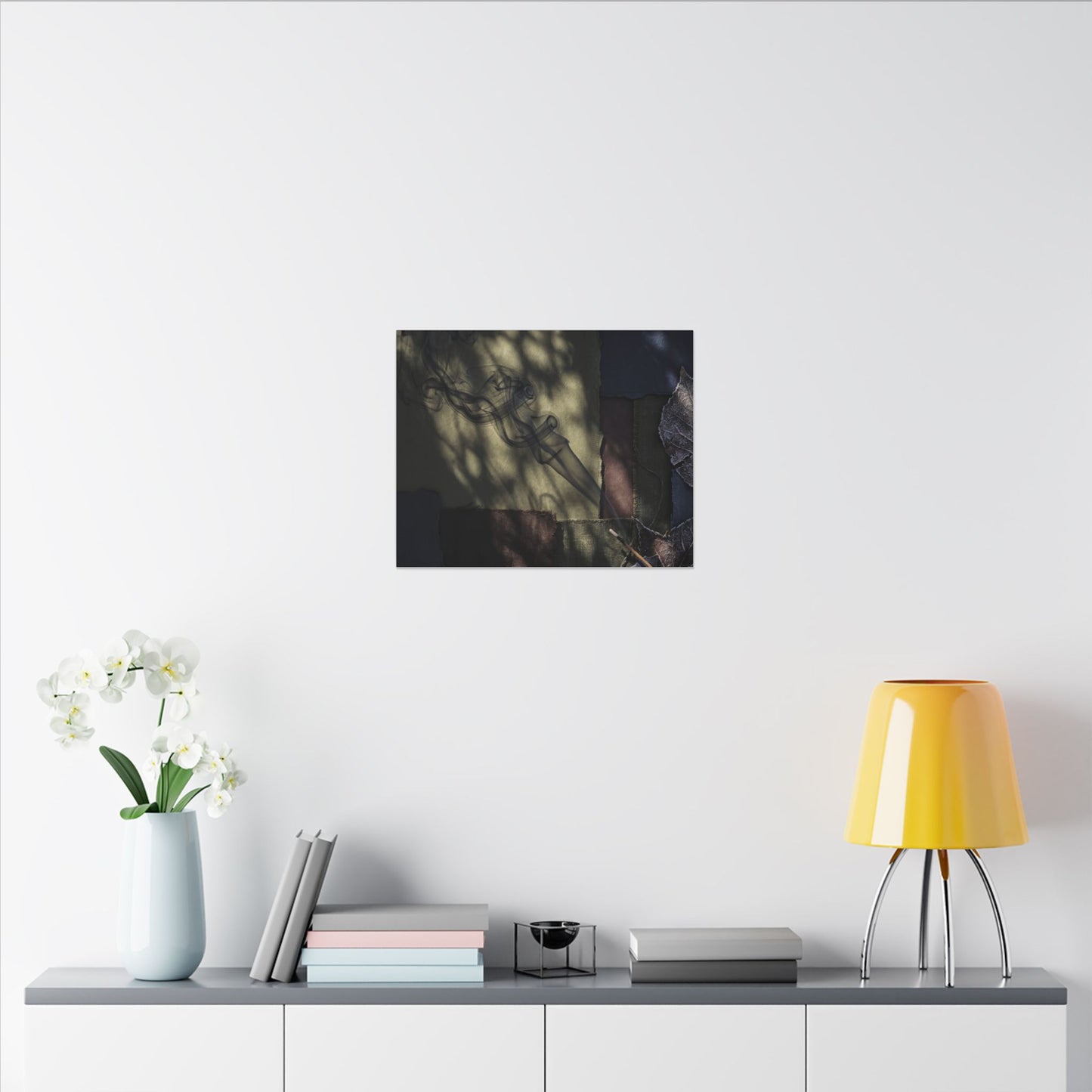 Ma Incense Smoke Canvas Art - Dark Japandi Dark Texture