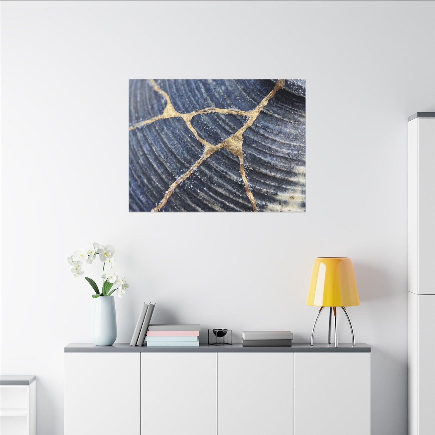 Shibui Water Ripple Canvas Art - Kintsugi Gold Repair