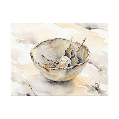 Ceramic Bowl Canvas Art | Winter Japandi Watercolor Art Art Print