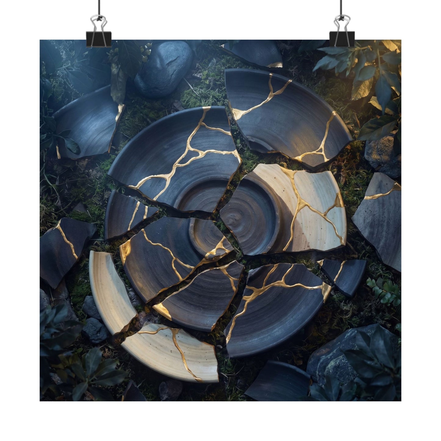 Summer Broken Pottery Gold Vein Wall Art Print | Philosophical Decor Art Print