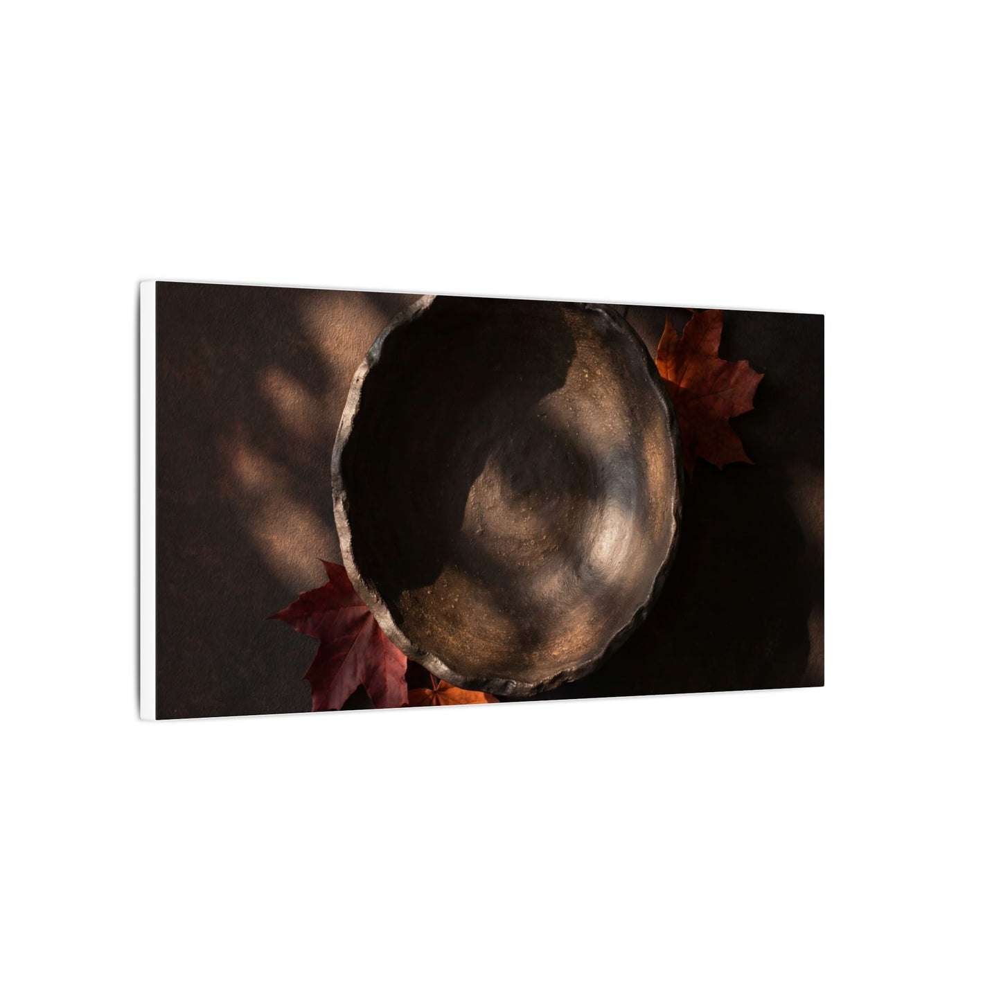 Ceramic Bowl Canvas Art | Autumn Dark Japandi Dark Texture Art