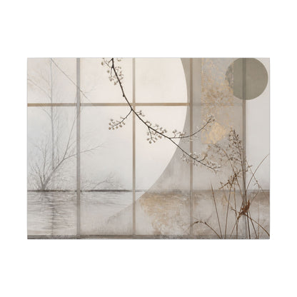 Winter Shoji Screen Japanese Pattern Canvas Art | Elegant Decor