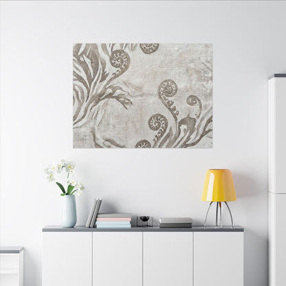 Japandi Fern Unfurling in Overcast | Japanese Pattern Canvas Art