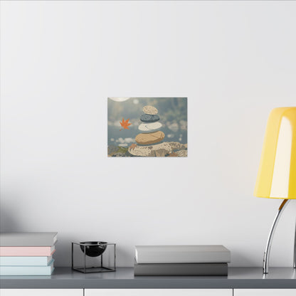 Warm River Stones Canvas Art - Japanese Pattern Japandi