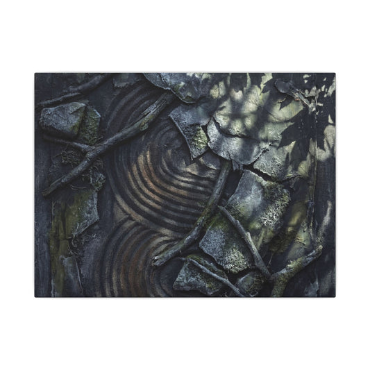 Rock Garden Canvas Art | Winter Dark Japandi Dark Texture Art Art Print