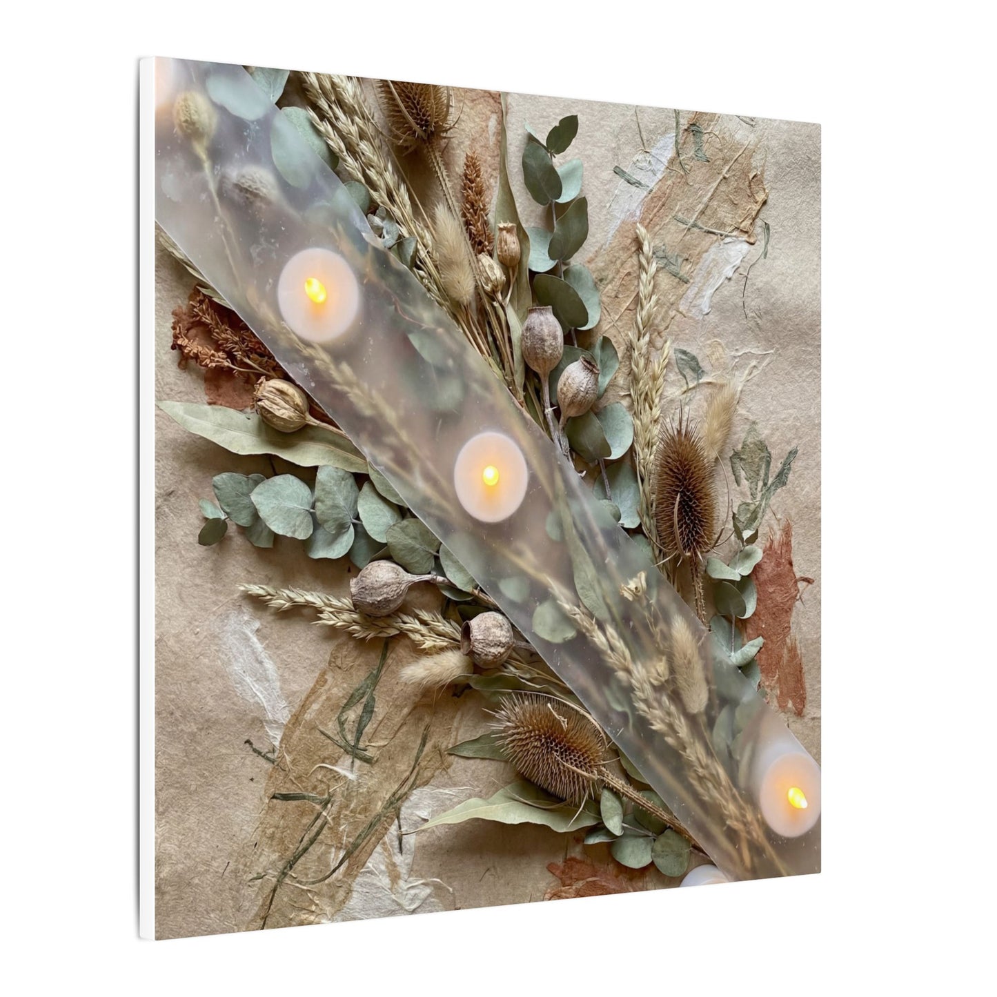 Candlelight Dried Flowers Canvas Art - Japandi Kanso
