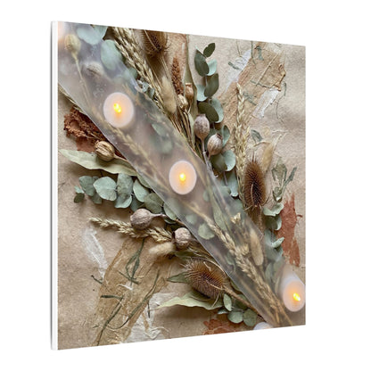 Candlelight Dried Flowers Canvas Art - Japandi Kanso