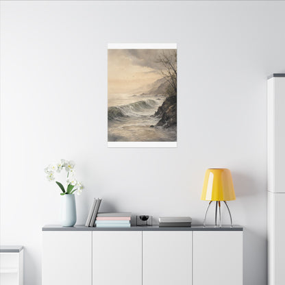 Ocean Wave Spring Canvas Art | Japandi Elegant Design