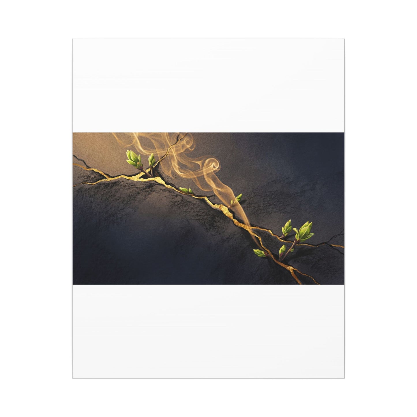 Spring Incense Smoke Gold Vein Canvas Art | Healing Decor