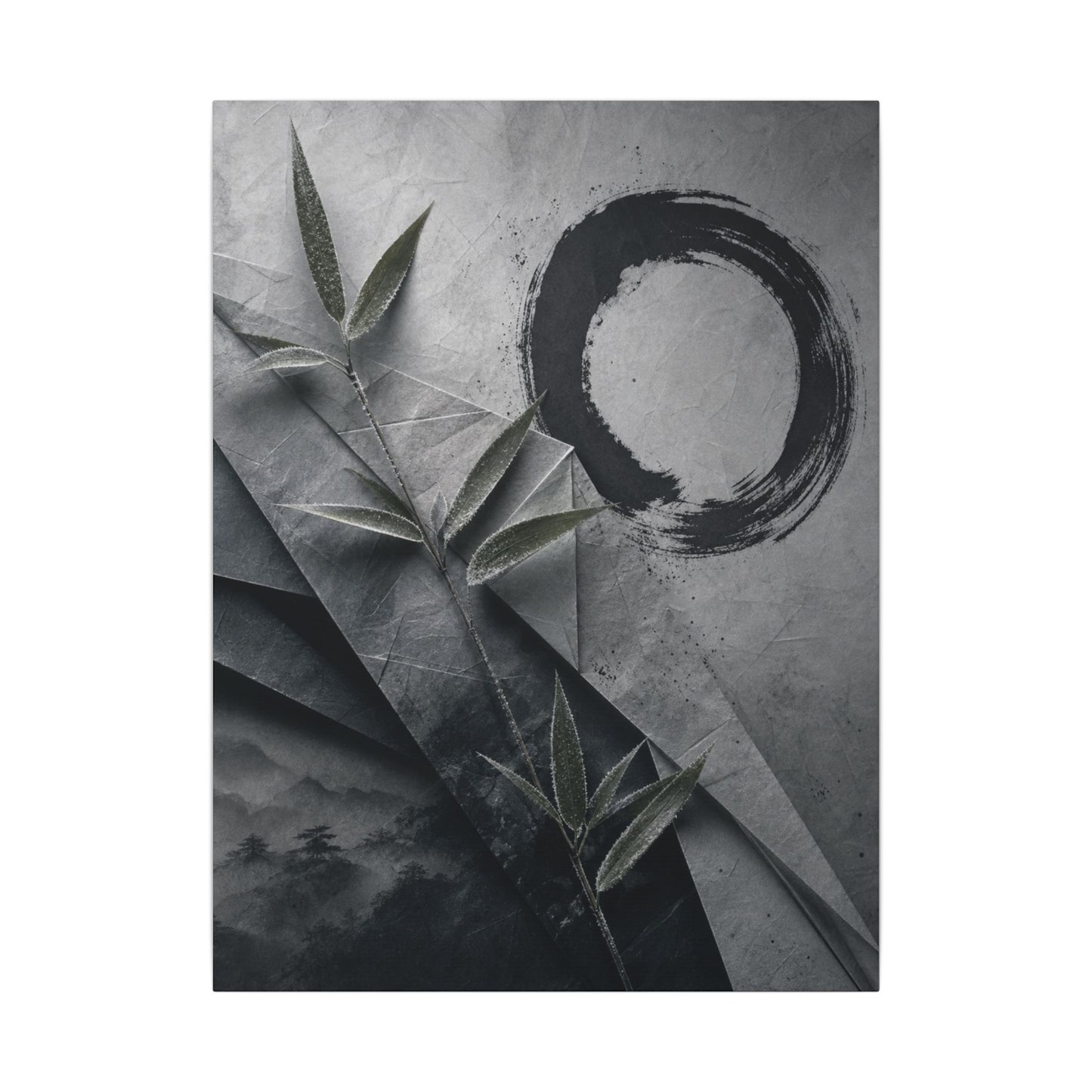 Winter Paper Fold Enso Canvas Art | Serene Decor