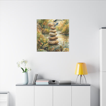 River Stones Summer Canvas Art | Japandi Cozy Design