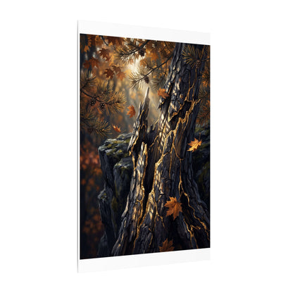 Pine Tree Autumn Canvas Art | Kintsugi Beautiful Design