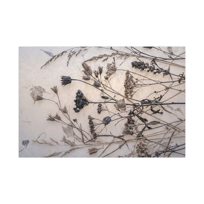 Elegant Dried Flowers Canvas Art - Japanese Pattern Japandi Art Print