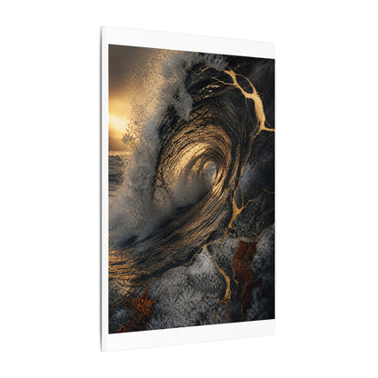 Kanso Ocean Wave Canvas Art - Kintsugi Gold Vein