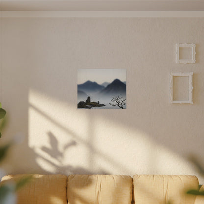 Mountain Mist Karesansui Canvas Art | Contemplative Zen Art