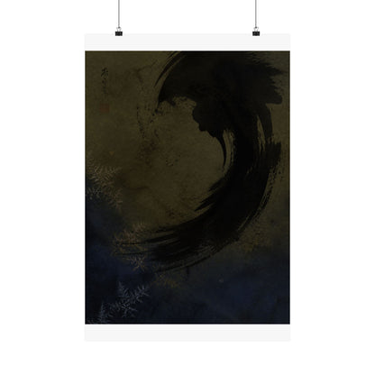 Candlelight Ink Brushstroke Wall Art Print - Dark Japandi Seijaku