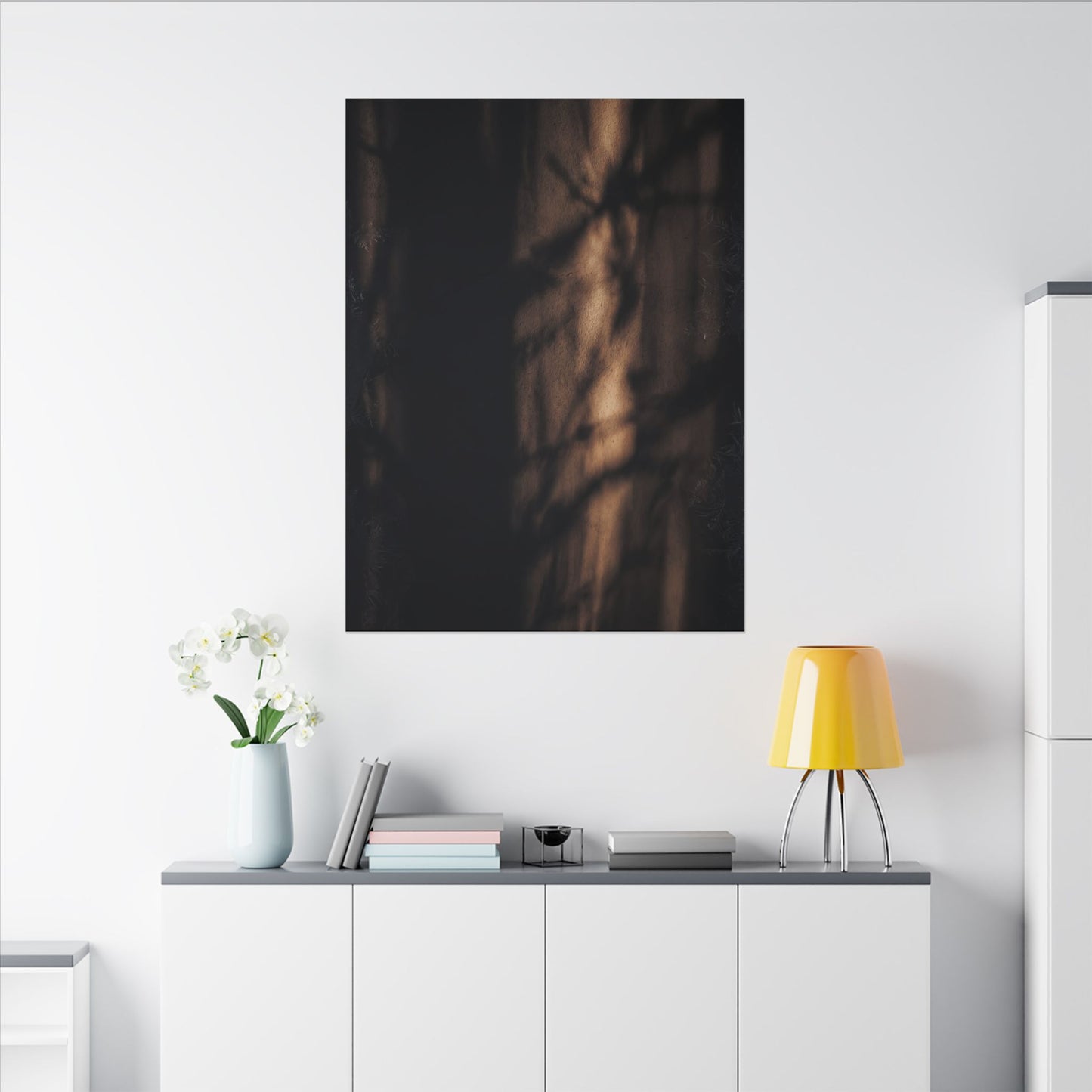 Winter Shadow Play Moody Minimal Canvas Art | Luxurious Decor