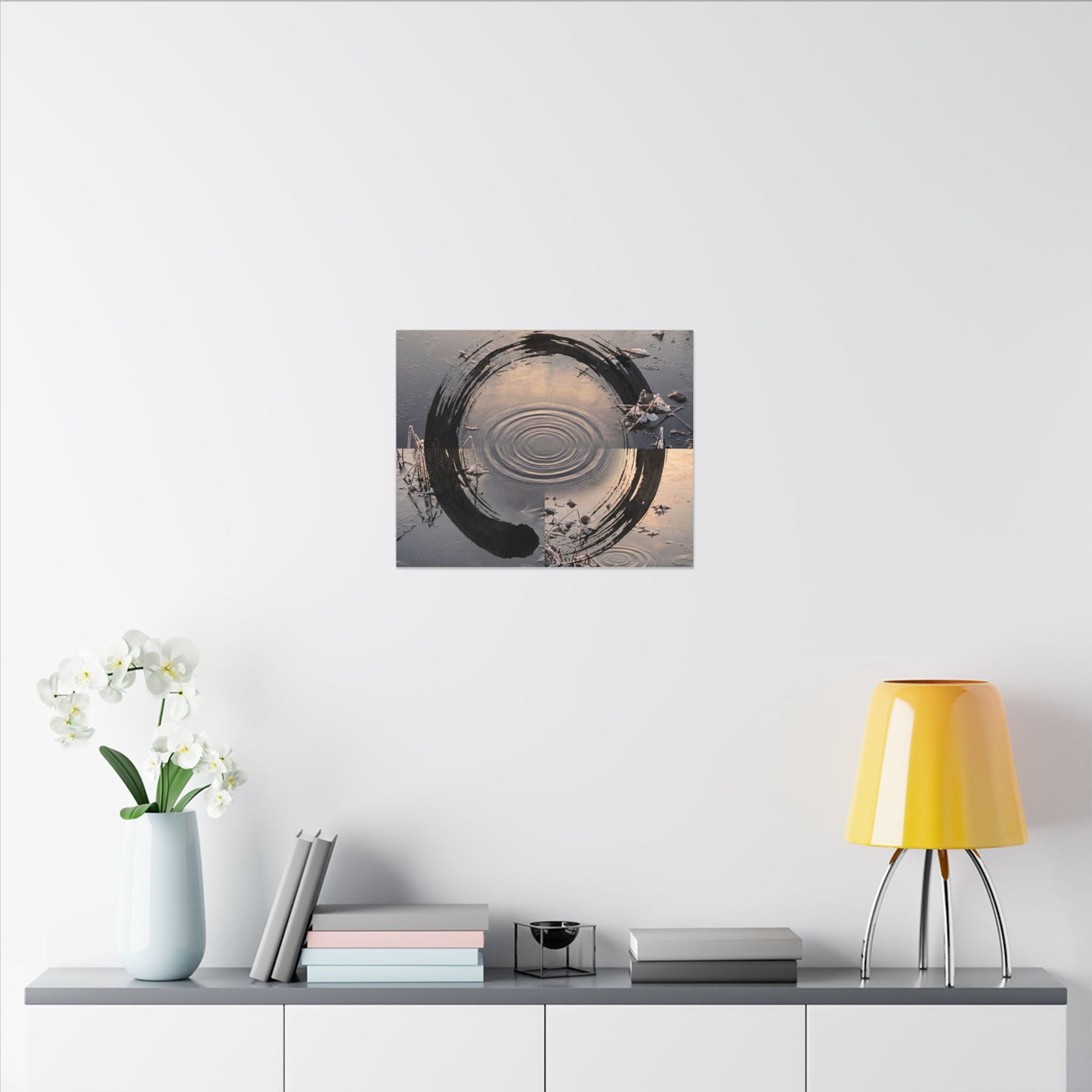 Winter Water Ripple Enso Canvas Art | Tranquil Decor