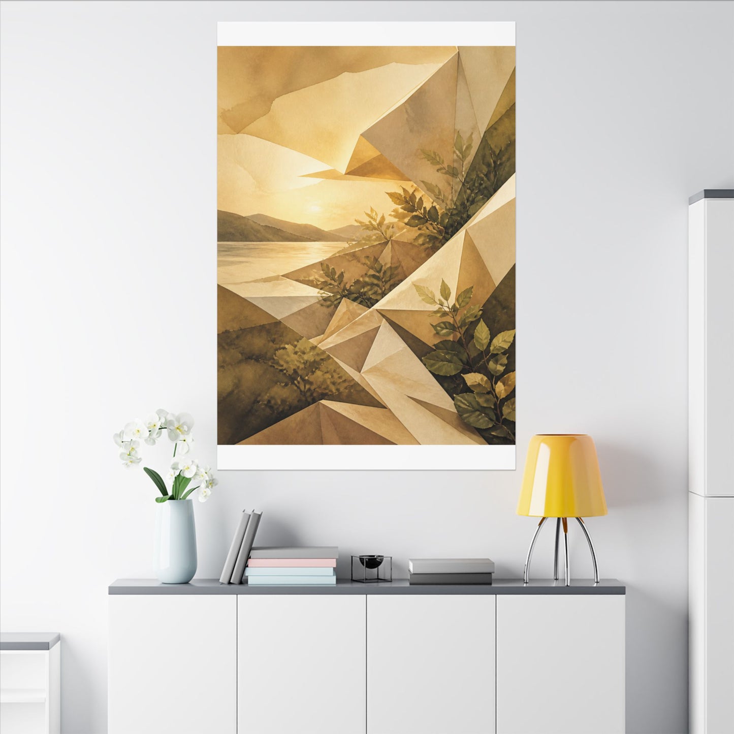 Golden Hour Paper Fold Canvas Art - Japandi Ma