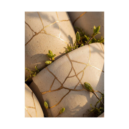 Artful Broken Pottery Wall Art Print - Gold Vein Kintsugi