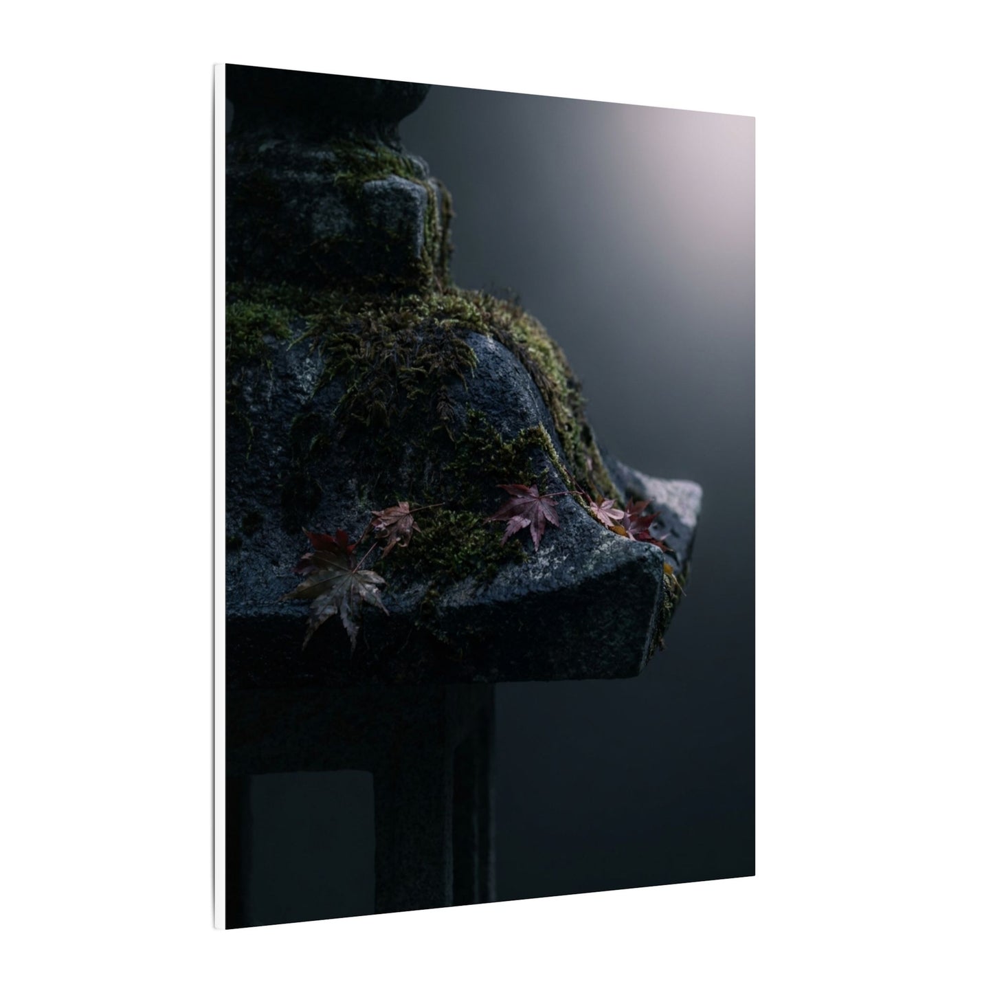 Stone Lantern Moody Minimal Canvas Art | Sophisticated Dark Japandi Art