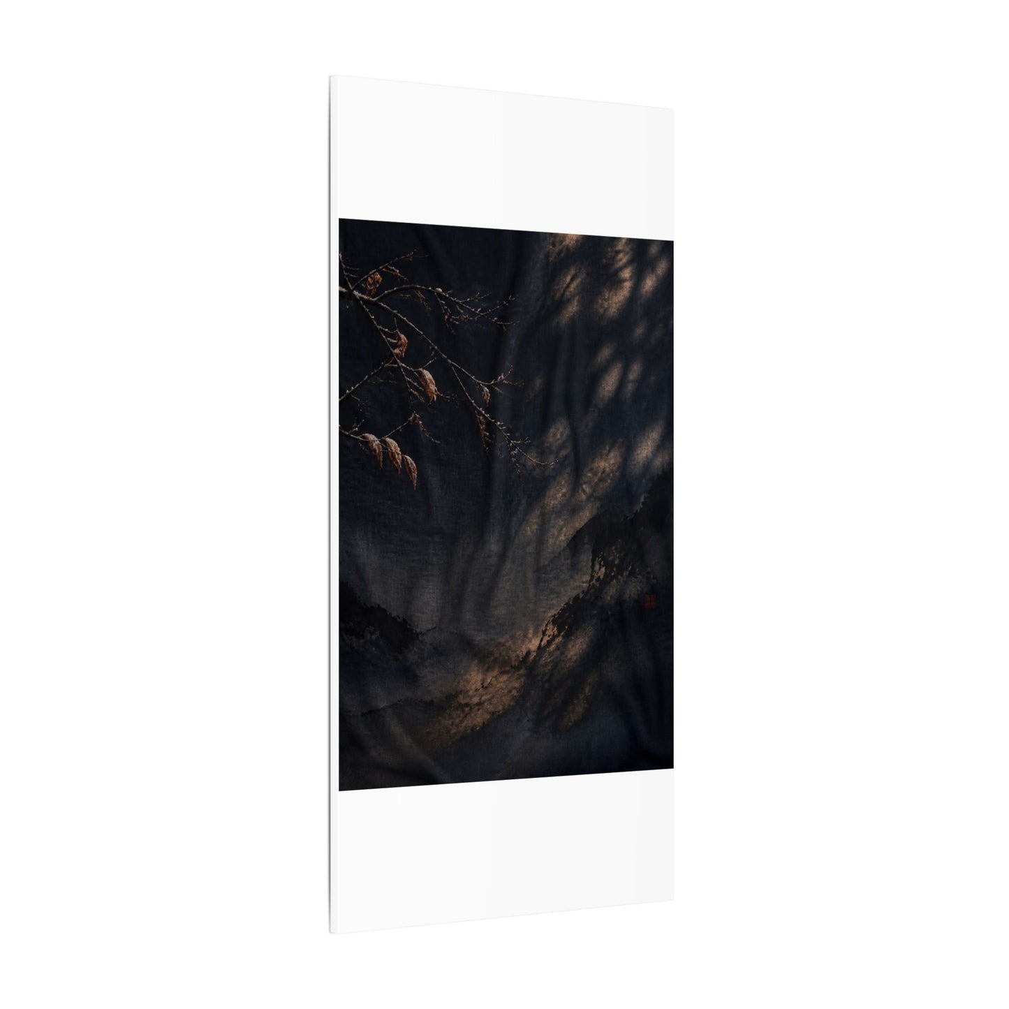 Atmospheric Silk Drape Canvas Art - Charcoal Ink Dark Japandi