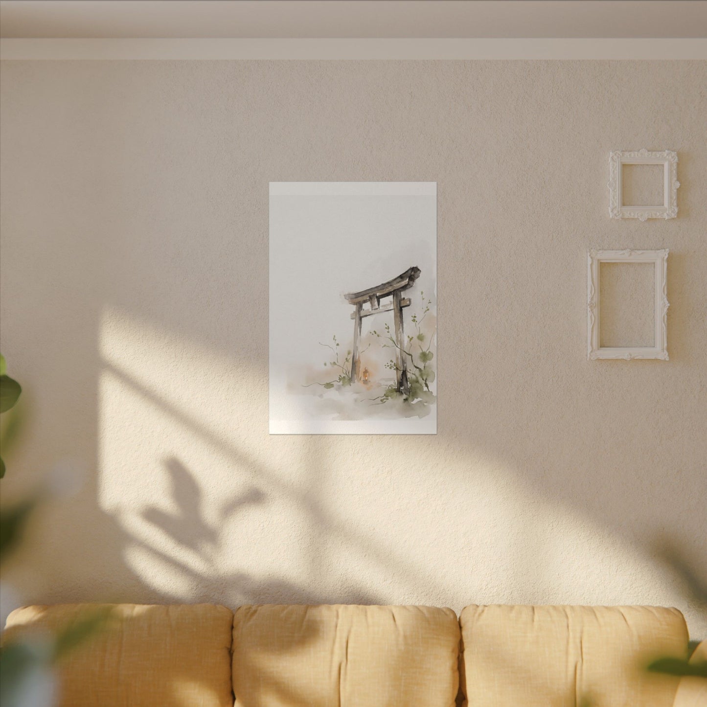 Fukinsei Torii Gate Canvas Art - Japandi Watercolor