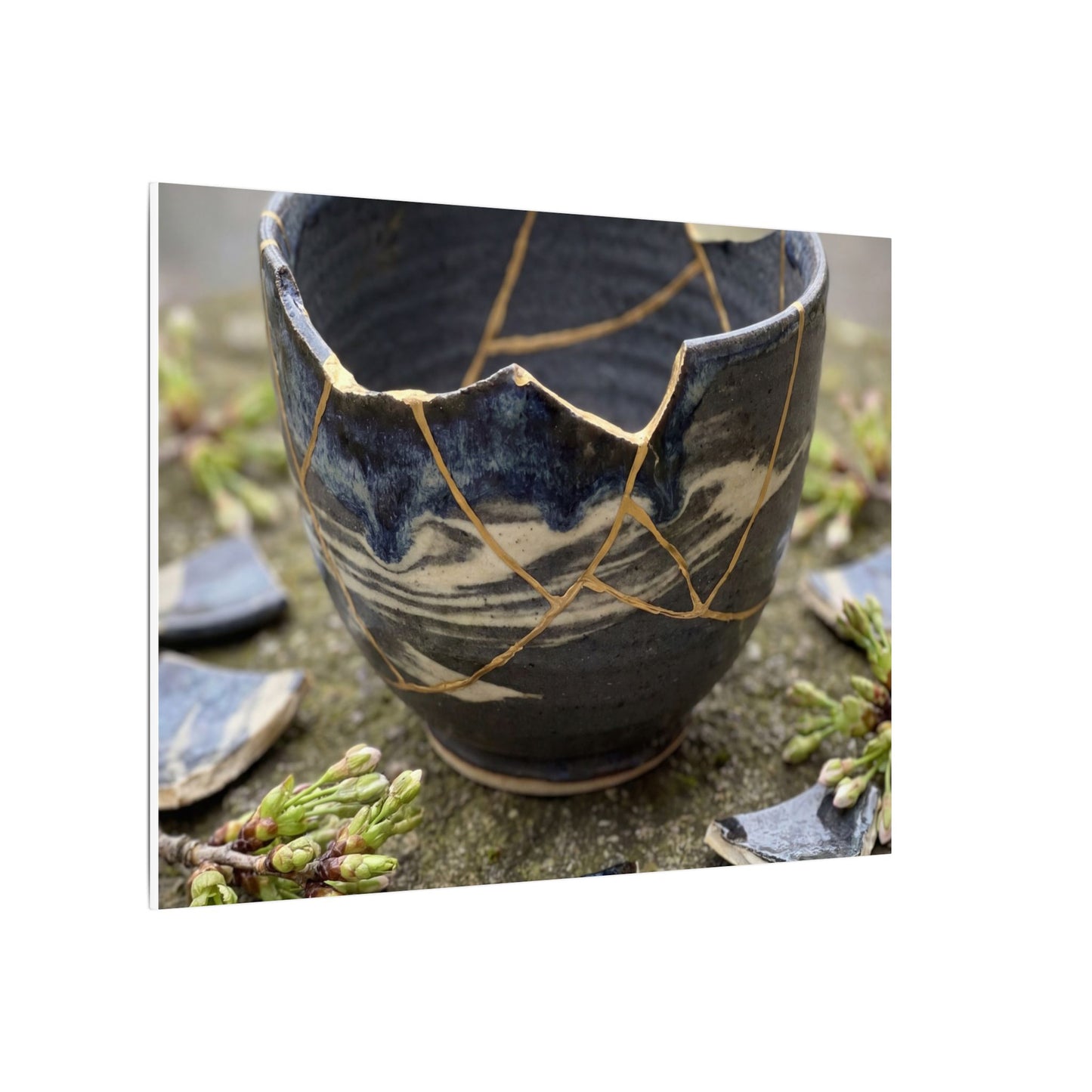 Datsuzoku Ceramic Bowl Canvas Art - Kintsugi Gold Repair
