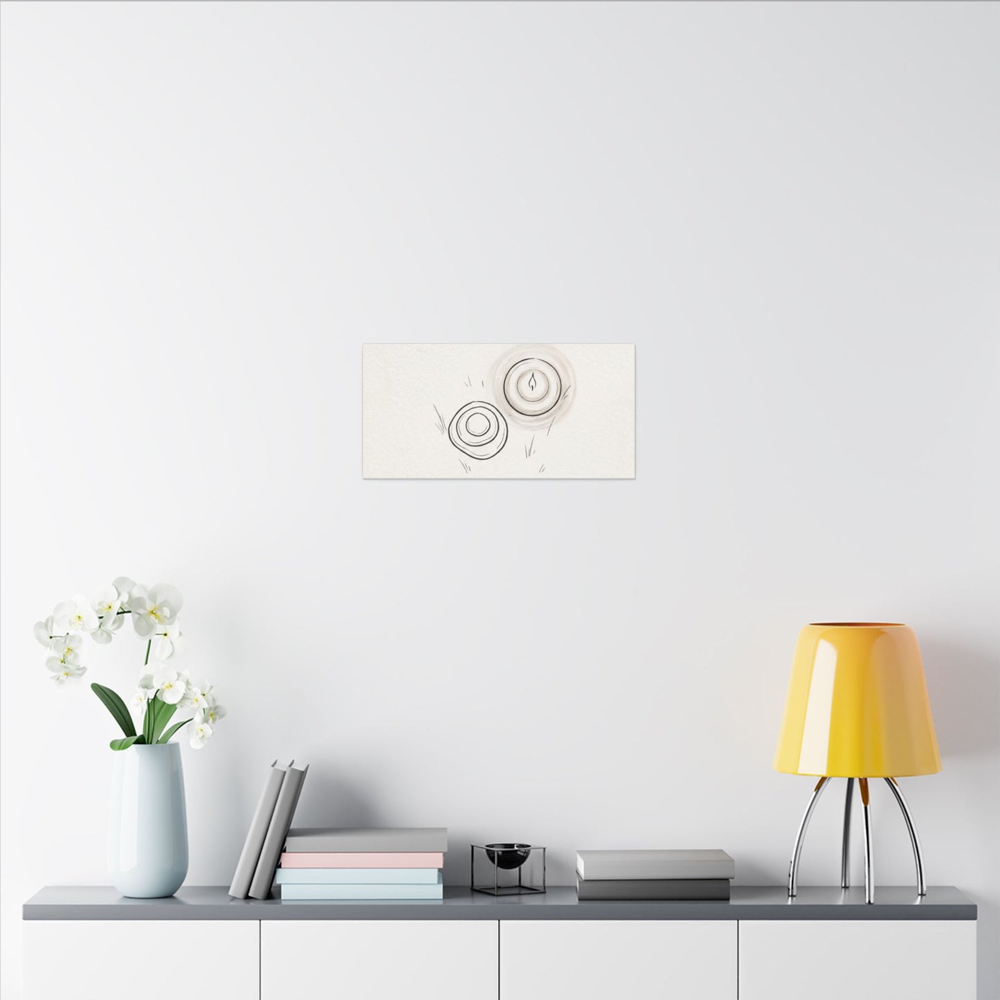 River Stones Canvas Art | Winter Japandi Minimal Line Art