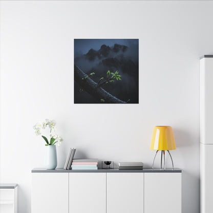 Moonlight Mountain Mist Canvas Art - Dark Japandi Kanso