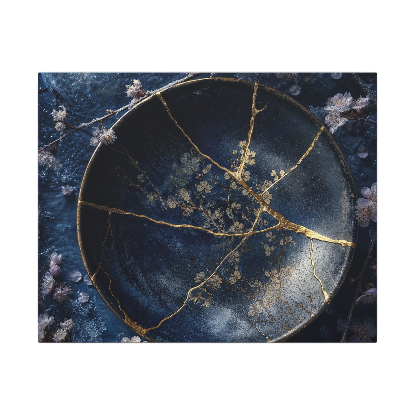 Cherry Blossom Winter Canvas Art | Kintsugi Philosophical Design