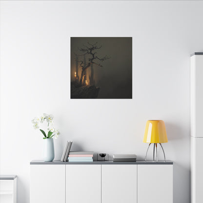 Ma Pine Tree Canvas Art - Dark Japandi Shadow Zen