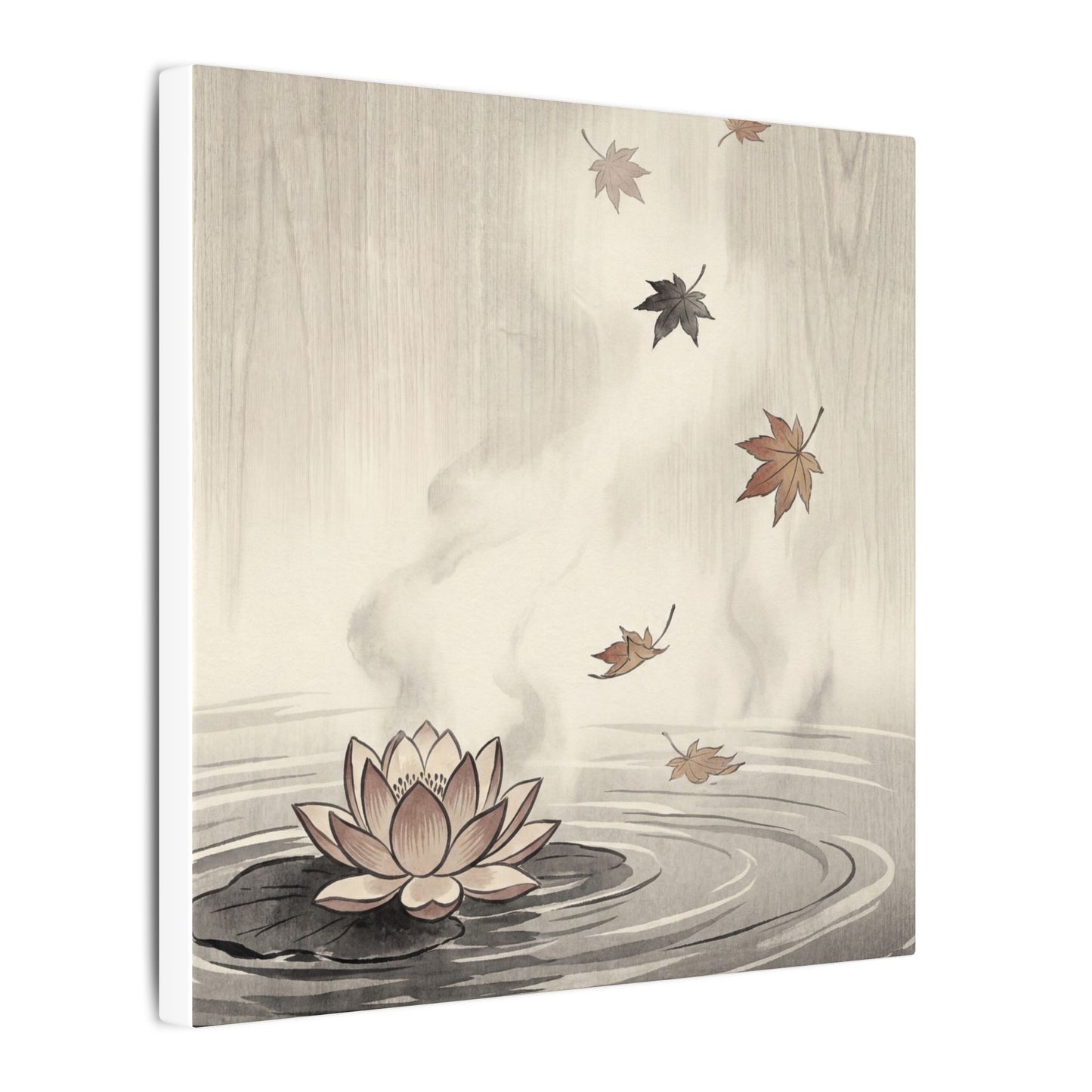 Lotus Flower Canvas Art | Autumn Zen Ukiyo E Inspired Art