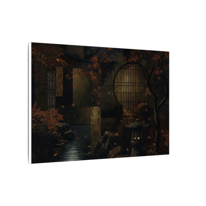 Moonlight Moonlit Garden Canvas Art - Dark Japandi Shibui