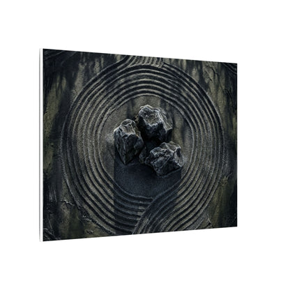 Moody Rock Garden Canvas Art - Dark Texture Dark Japandi