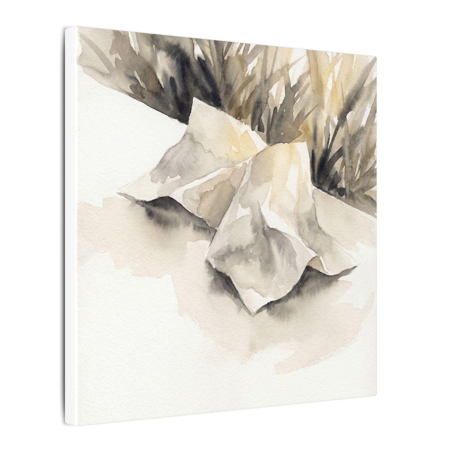 Paper Fold Watercolor Canvas Art | Warm Japandi Art
