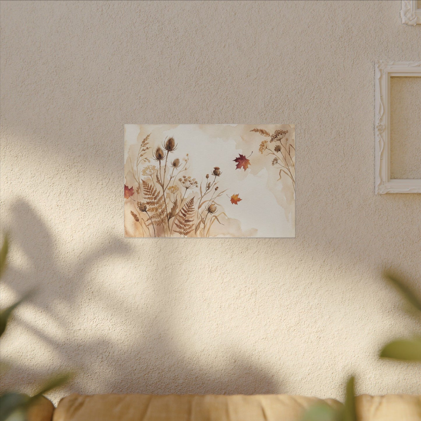 Dried Flowers Canvas Art | Autumn Japandi Watercolor Art