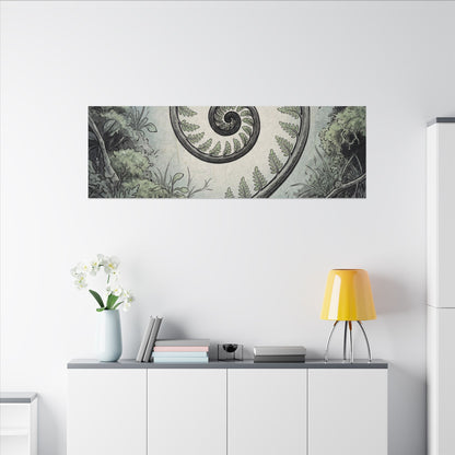 Zen Fern Unfurling in Dawn | Ukiyo E Inspired Canvas Art