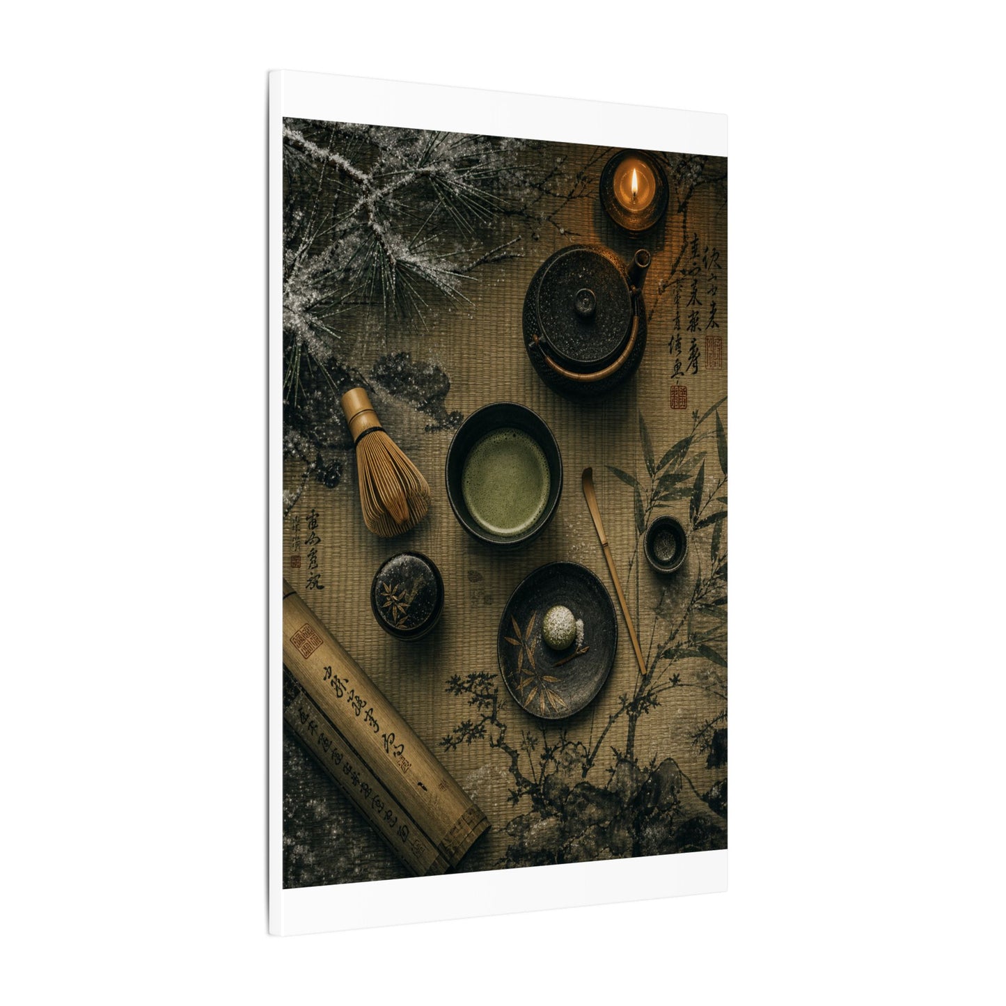 Tea Ceremony Canvas Art | Winter Zen Ukiyo E Inspired Art