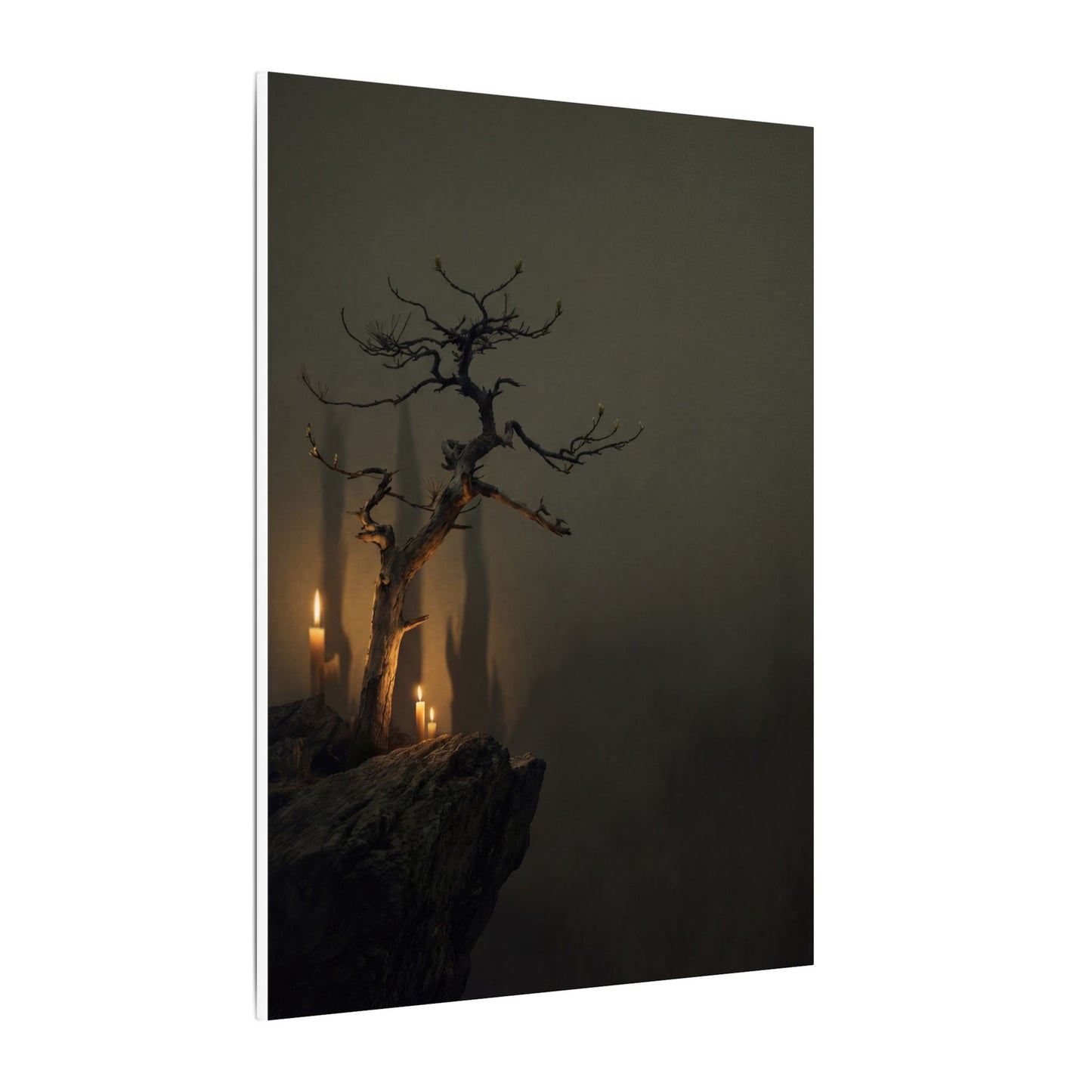 Ma Pine Tree Canvas Art - Dark Japandi Shadow Zen
