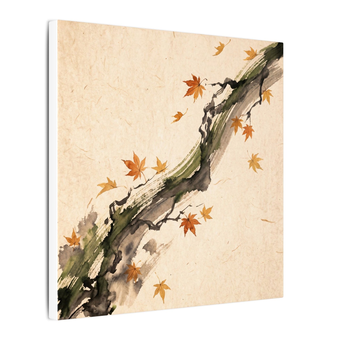 Ink Brushstroke Autumn Canvas Art | Zen Calm Design