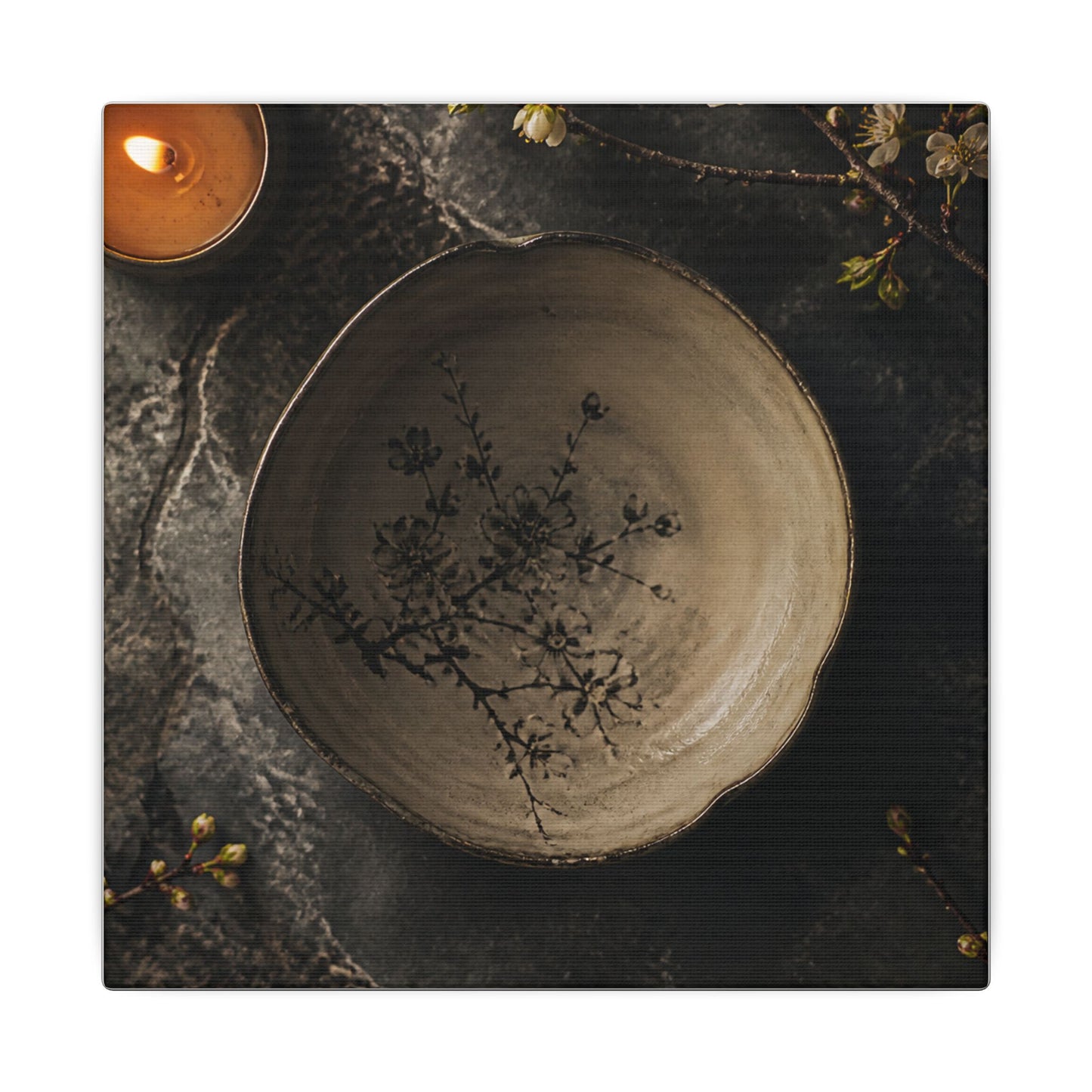 Ceramic Bowl Spring Canvas Art | Japandi Earthy Design