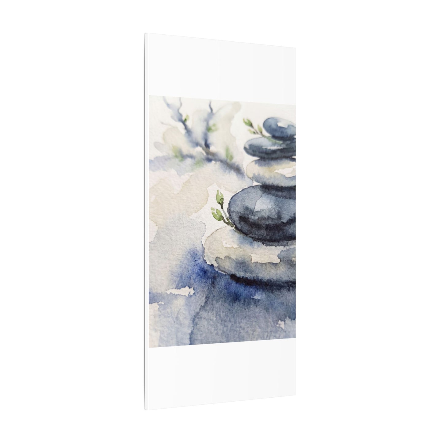 River Stones Watercolor Canvas Art | Cozy Japandi Art
