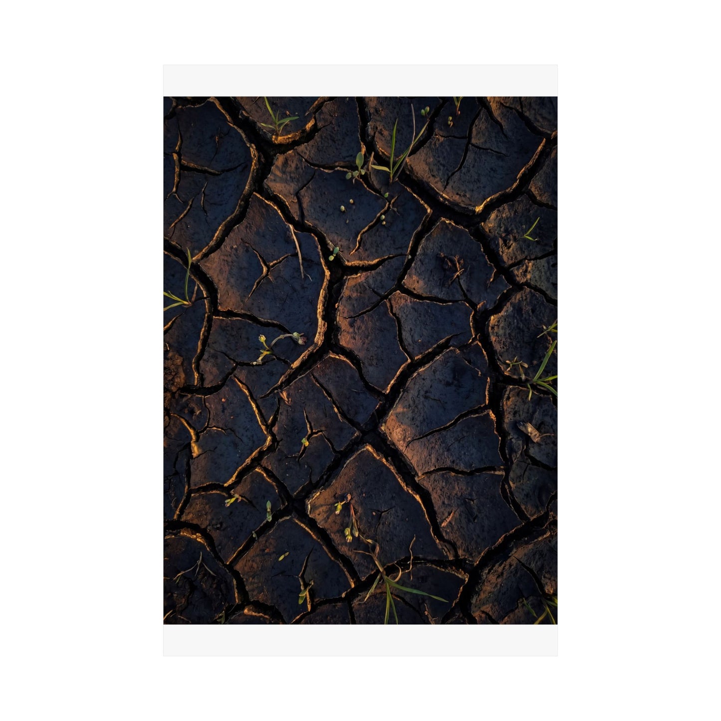 Cracked Earth Moody Minimal Wall Art Print | Sophisticated Dark Japandi Art