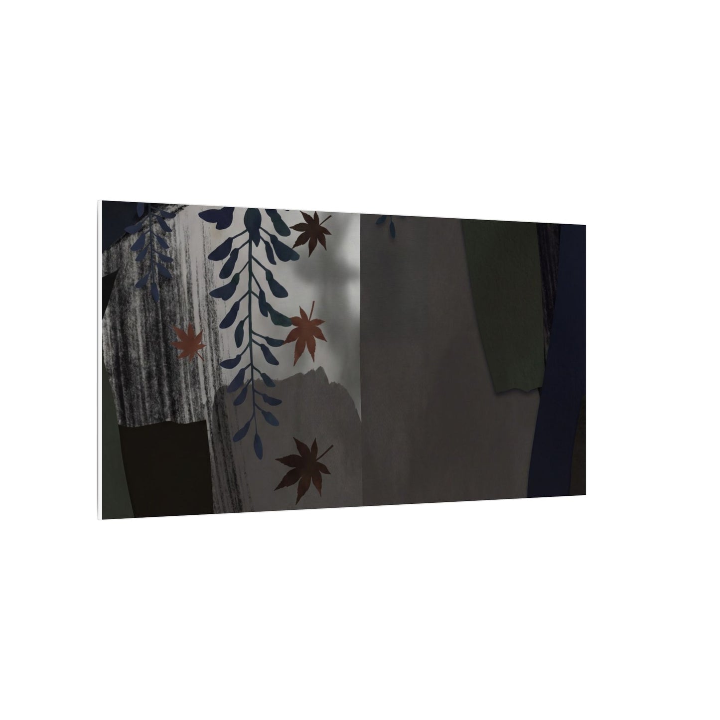 Wisteria Autumn Canvas Art | Dark Japandi Moody Design